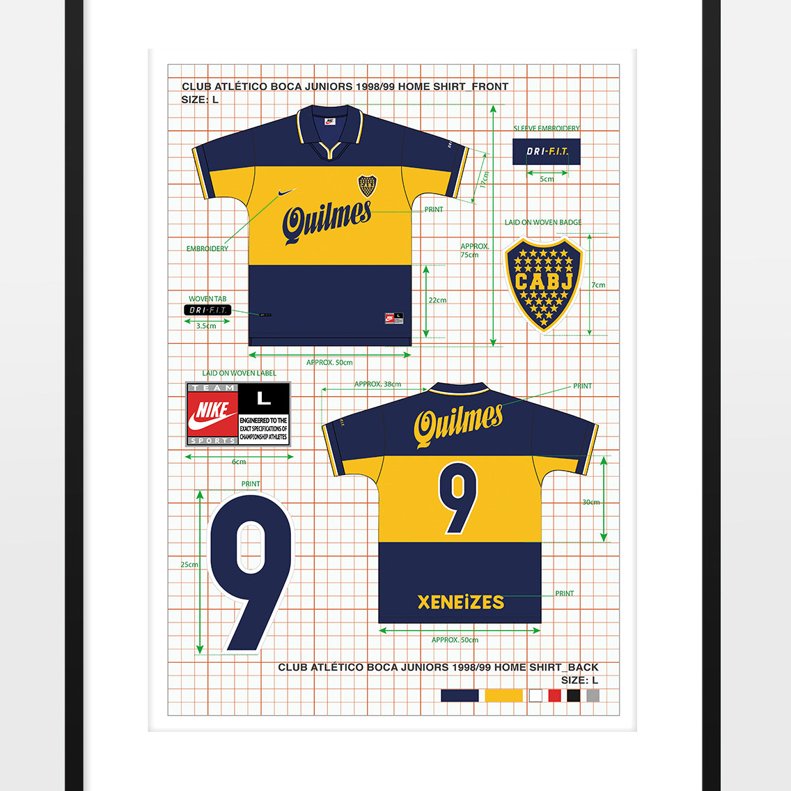 Shop Iconic Kit Design - Boca Juniors Nike Print, classic football shirts, vintage football shirts & retro soccer jerseys at Cult Kits