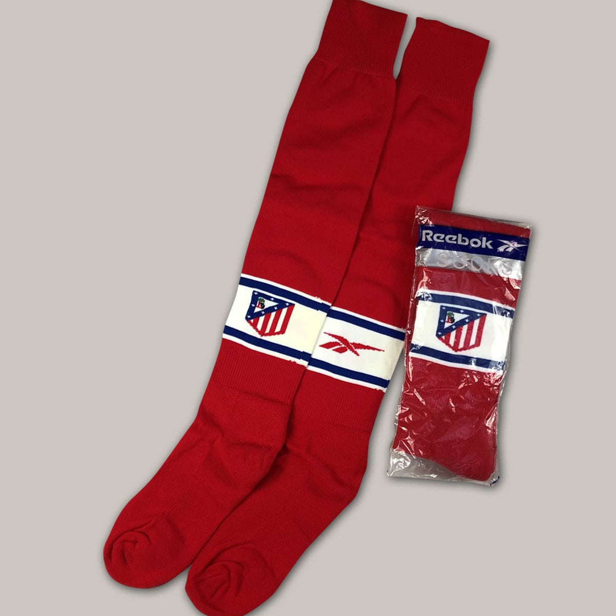 Shop 1998/99 ATLETICO MADRID HOME SOCKS (MULTIPLE SIZES) REEBOK, classic football shirts, vintage football shirts & retro soccer jerseys at Cult Kits
