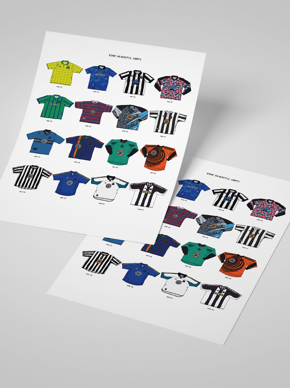 iconic-newcastle-united-shirts-a3-print