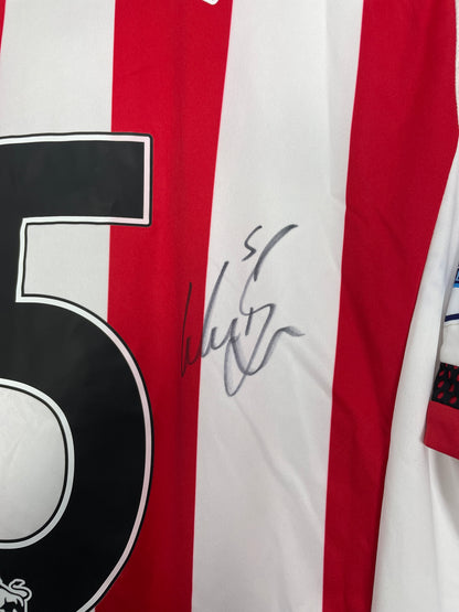 2015/16 SUNDERLAND BROWN #5 *MATCH ISSUE + SIGNED* HOME SHIRT (L) ADIDAS