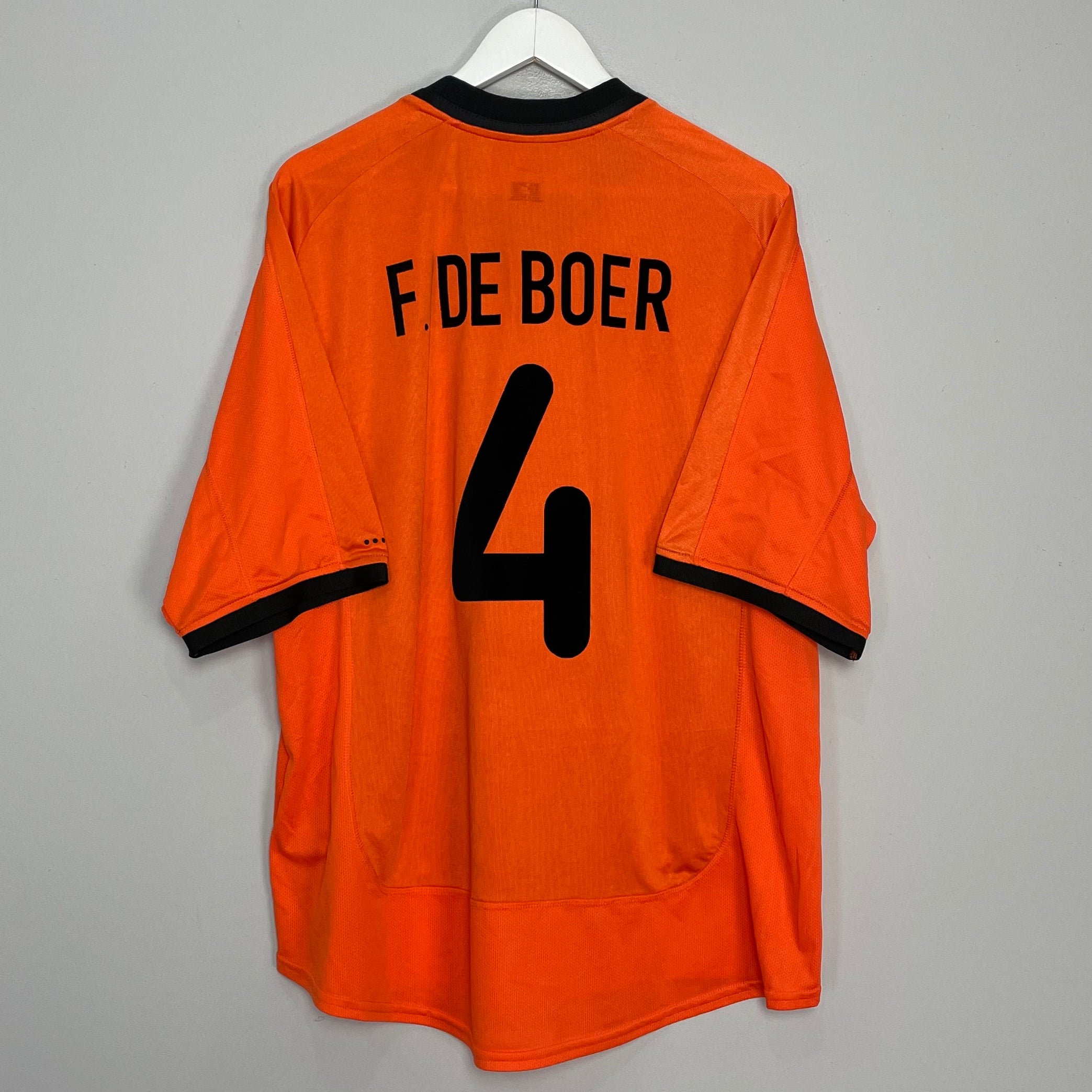 Shop 2000/02 NETHERLANDS F. DE BOER #4 HOME SHIRT (XL) NIKE, classic football shirts, vintage football shirts & retro soccer jerseys at Cult Kits