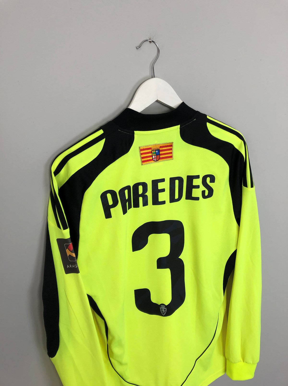 2010/11 REAL ZARAGOZA PAREDES #3 *PLAYER ISSUE* L/S AWAY SHIRT (M) ADIDAS