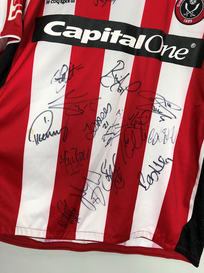 2007/08 SHEFFIELD UNITED HENDRIE #11 *MATCH WORN + SQUAD SIGNED* HOME SHIRT (M) LE COQ SPORTIF