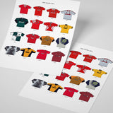 ICONIC LIVERPOOL SHIRTS A3 PRINT