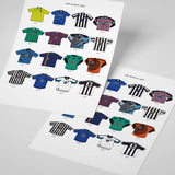 ICONIC NEWCASTLE UNITED SHIRTS A3 PRINT