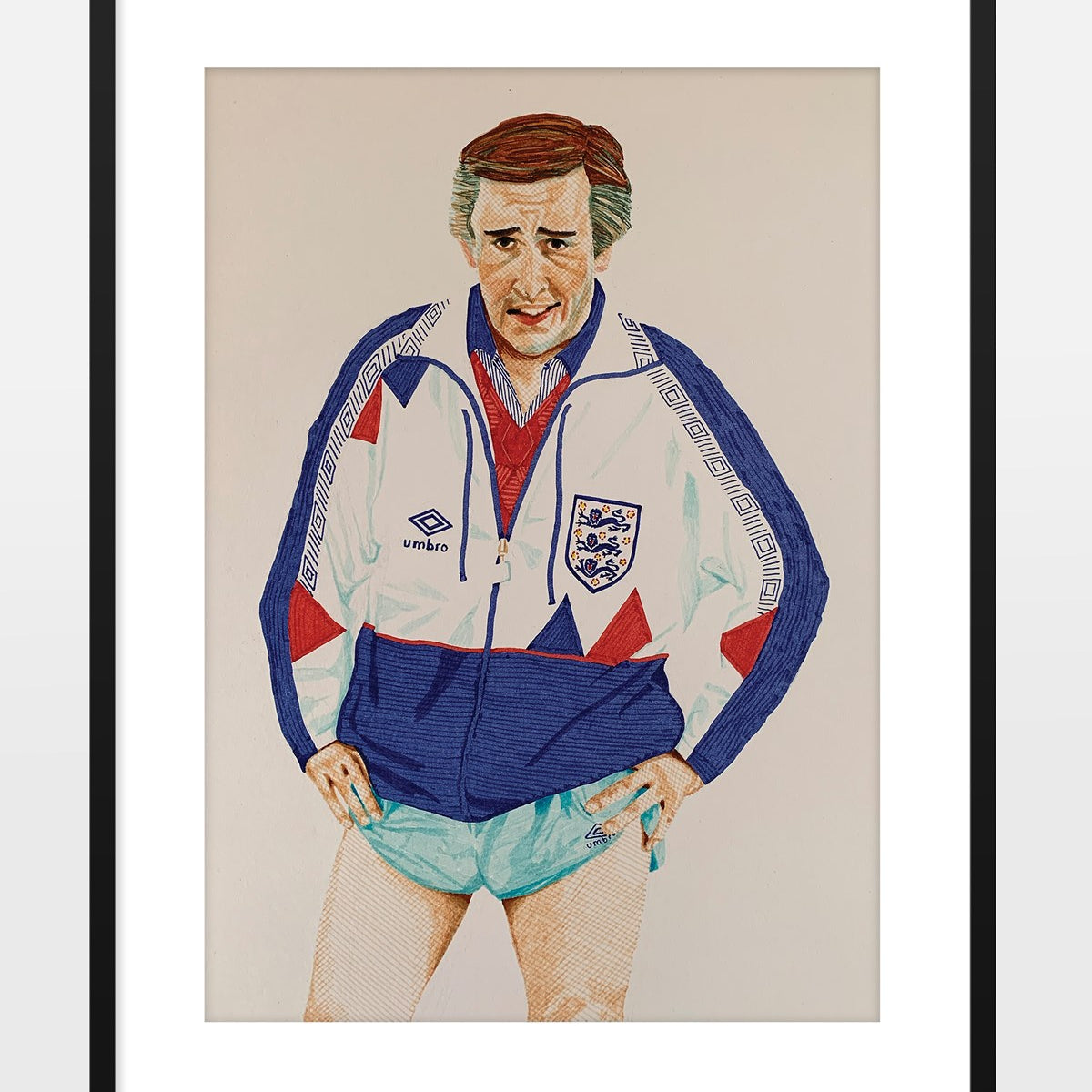 Shop 1990 ALAN FOR ENGLAND A3 PRINT, classic football shirts, vintage football shirts & retro soccer jerseys at Cult Kits